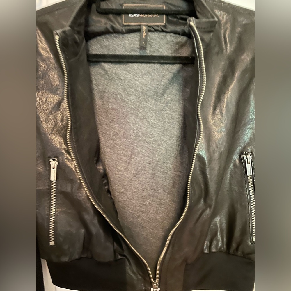 NWOT BCBG MaxAzria Black Women's Leather Moto Jacket size L - Picture 5 of 8